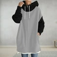 thumbnail image 4 of fartey Womens Casual Oversized Patchwork Hoodies Loose Fleece Liner Zip Up Long Hooded Sweatshirt With Pockets Long Sleeves Sweatshirts, 4 of 7