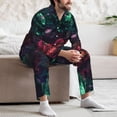 thumbnail image 7 of Naloa Red And Green Carnation Men’s Pajamas Set - Long Sleeve Button Down Sleep Shirt and Pajama Bottoms Sleepwear Set-X-Large, 7 of 7