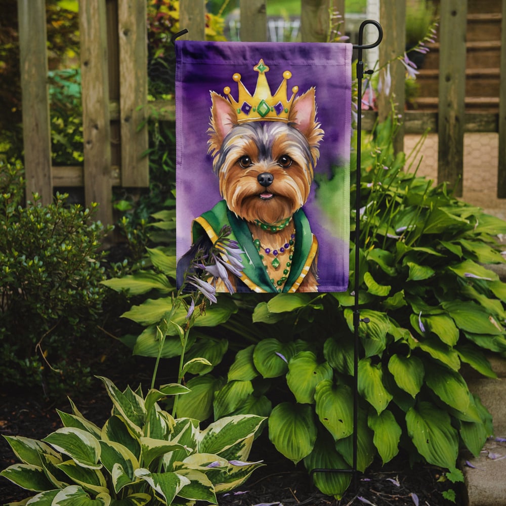 Yorkshire Terrier King of Mardi Gras Garden Flag 11.25 in x 15.5 in