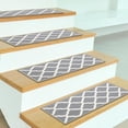 thumbnail image 5 of Ottomanson Non-Slip Rubberback Moroccan Trellis 8.5" x 26" Indoor Stair Treads, 7 Pack, Gray, 5 of 9