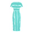 thumbnail image 5 of OKBOP Robe Fendue-Robe de Soirée Mode Été Aguichant Décontractée Épaules Dénudées Manches Rayées Imprimées Robes Printemps Femmes Liquidation, 5 of 5