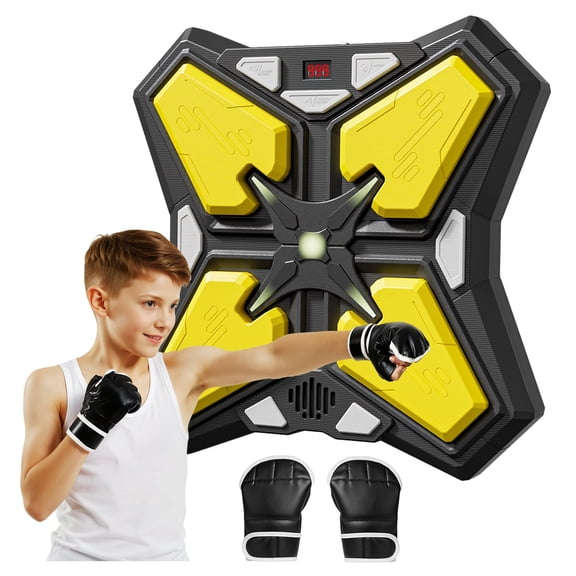 KNMDU Music Boxing Machine for Kids and Adults, Wall Mounted Bluetooth Punching Pad with Rhythm Lights and Gloves