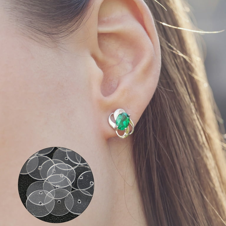 OUNONA Earring Backs Pads Disc Clear Earrings Discs Plastic