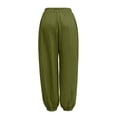 thumbnail image 4 of Cotton Linen Pants Women Elastic Ankle High Waist Drawstring Joggers Loose Fit Casual Summer Harem Trousers, 4 of 7