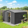 thumbnail image 2 of Outsunny 9' x 10.6' Garden Storage Shed w/ Steel Foundation Kit, Light Grey, 2 of 10