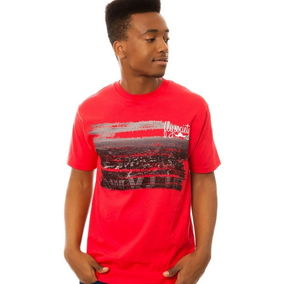 Fly Society Mens The Skyline Graphic T-Shirt, Red, Large