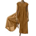 thumbnail image 4 of POROPL Plus Size Womens Jumpsuit Linen Short Sleeve Loose Medium Length Shirt Jumpsuit Pants, 4 of 6