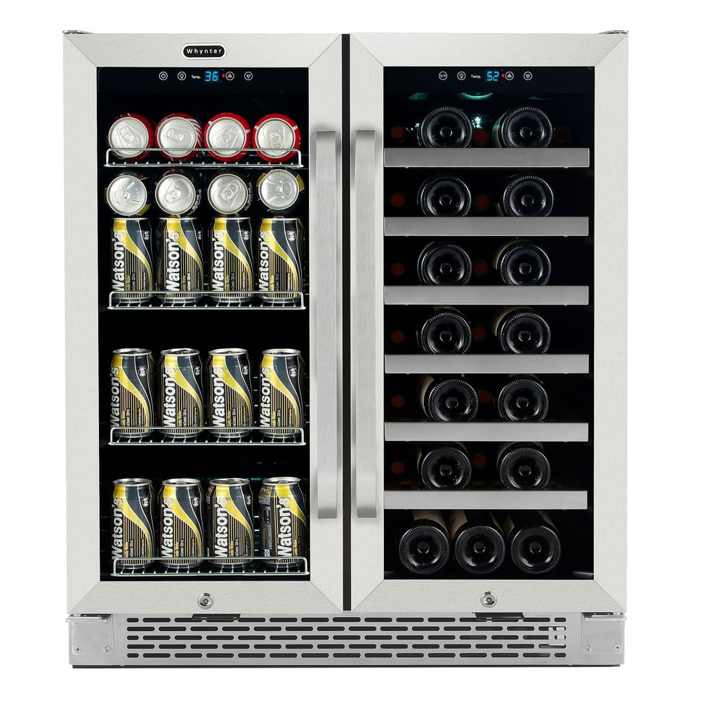 Whynter 30″ BuiltIn French Door Dual Zone 33 Bottle Wine Refrigerator 88 Can Beverage Center