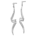 thumbnail image 2 of 925 Sterling Silver Polished Rhodium Plated Diamond Swirl Post Long Drop Dangle Earrings Measures 54x16mm Wide Jewelry G, 2 of 2
