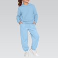 thumbnail image 2 of GiLiling Boys Girls School Sweatsuits Set, Athletic 2-Piece Outfit, Preppy Hoodie and Sweatpants, Plain Tracksuit Clothing Sets (Light Blue, 11-12 Years), 2 of 6