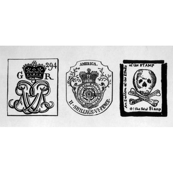 Two Tax Stamps For The American Colonies From The Stamp Act Of 1765 (Left) History (36 x 24)