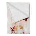 thumbnail image 2 of Peach Soft Flannel Fleece Throw Blanket, Spring Flower Arrangement with Little Butterflies Wildflowers on Branch, Cozy Plush for Indoor and Outdoor Use, 70" x 90", Multicolor, by Ambesonne, 2 of 5