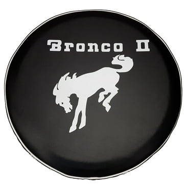 SpareCover - ABC Series Bronco II in Brilliant White on 31 inch Tuxedo Black Heavy Vinyl Tire Cover - Made in USA only