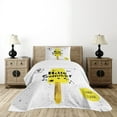 thumbnail image 4 of Ambesonne Ice Cream Quilted Bedspread Set 2 Pcs, Lemon Flavor, Twin Size, Yellow Black White, 4 of 5
