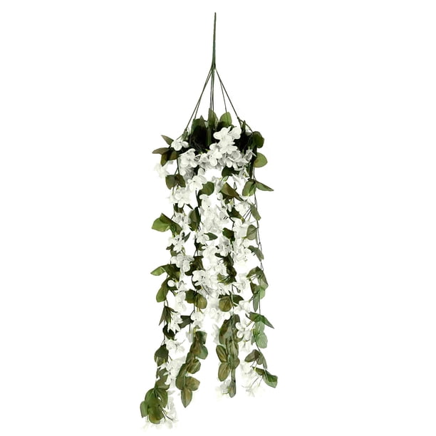 Guirnalda colgante de glicinia violeta artificial - Cesta de flores de seda de 85 cm para decoración de pared • Decoración de bodas y hogar