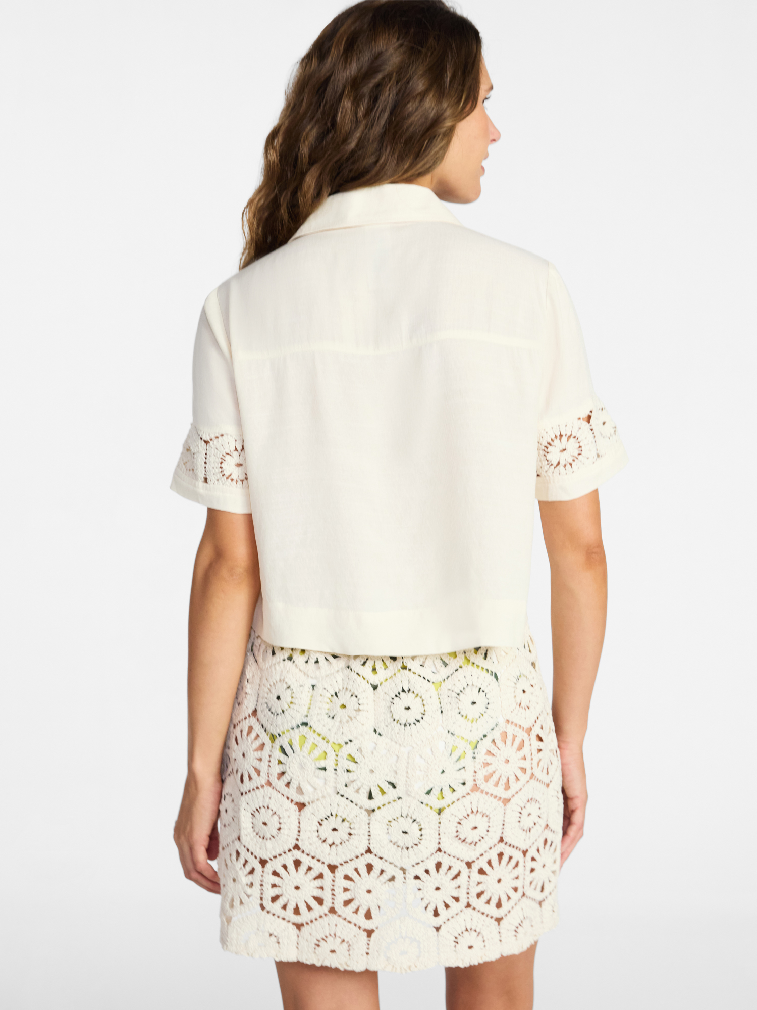Time and Tru Women's and Women's Plus Size Palm Crochet Coverup Top, Sizes XS-3X