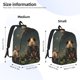 thumbnail image 2 of Disketp Lotus Leaf Starry Sky Guinea Pig print Canvas Backpack Lightweight Travel Daypack Student Rucksack Laptop Backpack-, 2 of 5