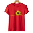 thumbnail image 5 of USSUMA Sunflower Print T-Shirts for Women Trendy Funny Teens Cute Graphic Women's Shirts and Blouses Short Sleeve Women Tops Dressy Casual Summer Round Neck Plus Tunics Beach, 5 of 7