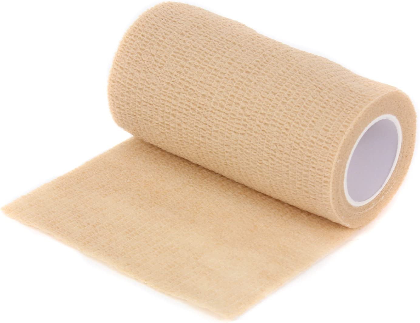 Ever Ready First Aid Self Adherent Cohesive Wrap Bandages for First Aid, Sprains, Swelling, Sports, Pets - 4 Inches x 5 Yards – 18 Count - Tan