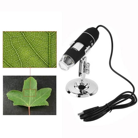 2019 New Portable USB di gital Microscope 1000X 8 LED USB Magnification Endoscope with Metal Stand Compatible with Mac Window 7 8 10 Mac OS (Black)