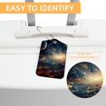 thumbnail image 3 of Square PU Leather Luggage Tags, 2 Pack, with Privacy Cover and Stainless Steel Ring - Suitable for Travel, Backpack, Handbag - Bag Tags, Handbag Tags Galaxy, 3 of 7