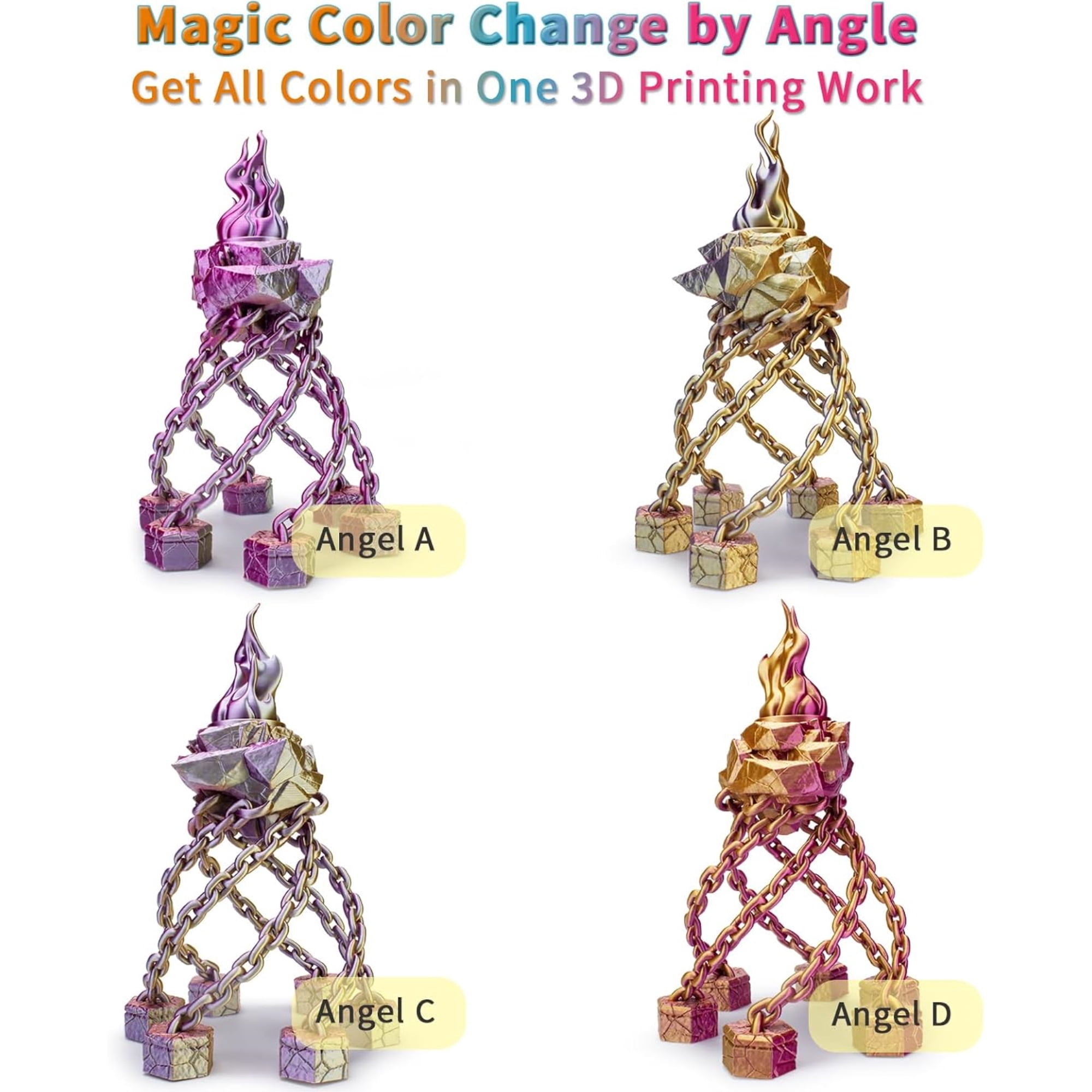 Ziro 3D Tri-color Silk PLA 1.75mm  1kg, Metal Blossom