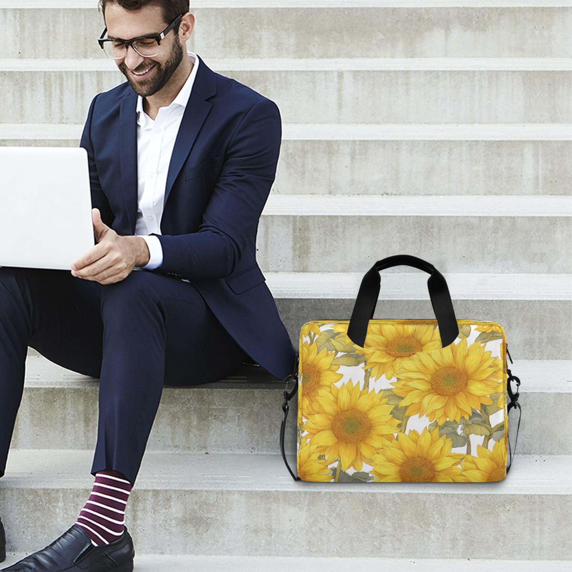 16" Laptop Tote Bag Laptop Sleeve Case Computer Briefcase for Work & Travel Sunflowers Pattern