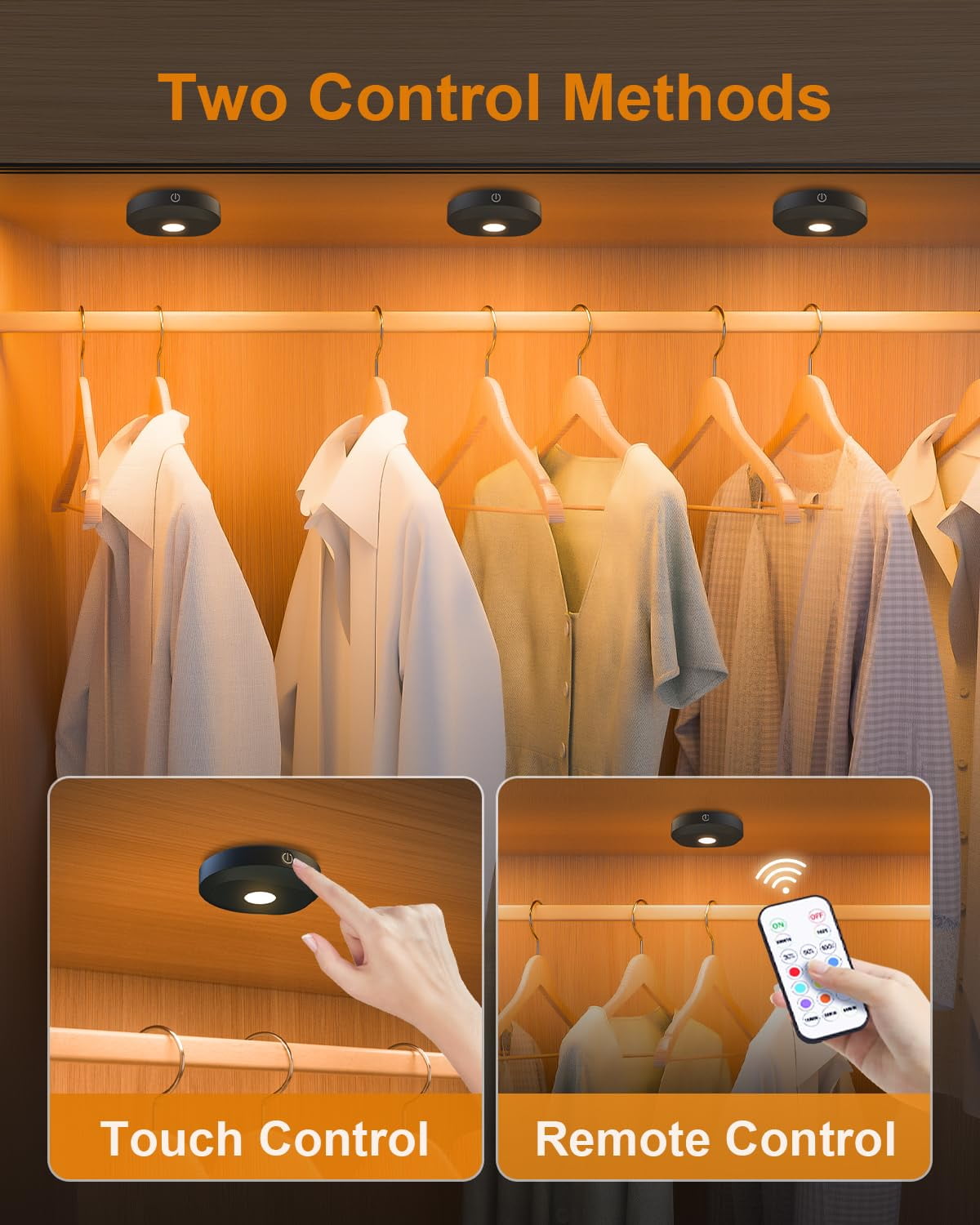 WILLED 6 Pack Rechargeable RGB Puck Lights with Remote Control, Wireless LED Tap Lights, Dimmable, 9 Colors, Timer Function, Under Cabinet Lighting for Kitchen, Closet, Counter, Shelf