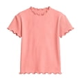 thumbnail image 6 of Diufon Girls Shirts Short Sleeve Summer Casual Lace Trim Basic Tee Tops Cute Solid Color Crewnenck Blouse, 6 of 6