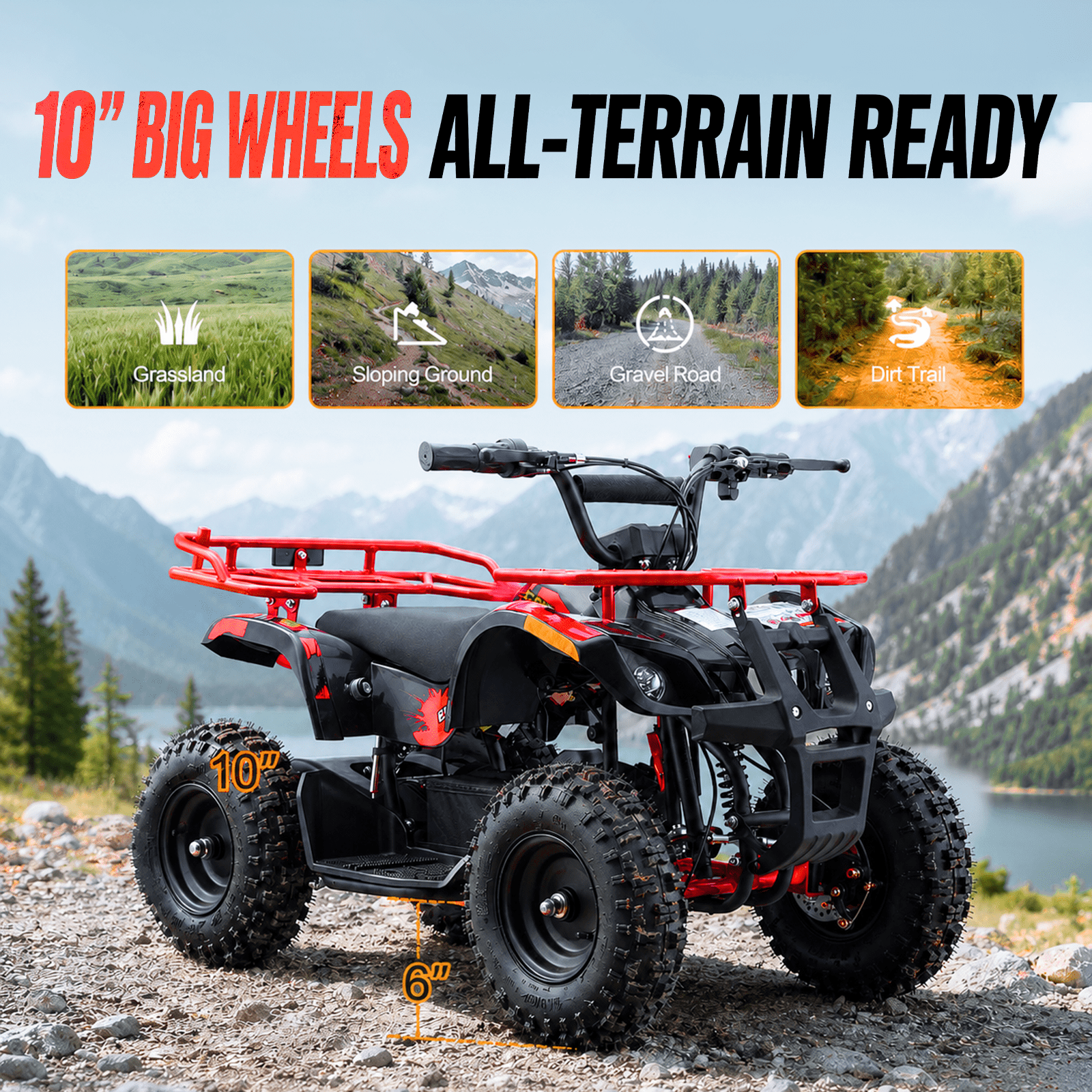 HOVER HEART Electric Dirt Quad, 36V 500W 4-Wheeler, Dual Suspensions, Age 13+