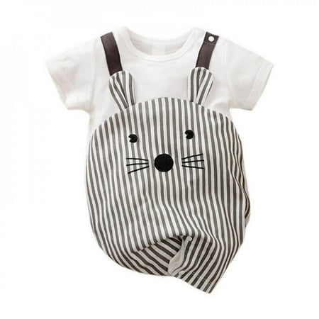 

Praeter Summer Baby Boy Girl Cartoon Animal Rompers Short Sleeve Cotton Infant Newborn Baby‘s Clothing