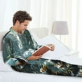 thumbnail image 6 of Naloa Turtle In Jungle Waterfall Men’s Pajamas Set - Long Sleeve Button Down Sleep Shirt and Pajama Bottoms Sleepwear Set-Medium, 6 of 7