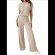 thumbnail image 2 of Traje Informal de Dos Piezas para Mujer, para Viajes y Vacaciones de Verano, con Corta y Pantalones Anchos. Albaricoque M, 2 of 7