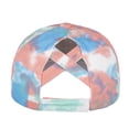 thumbnail image 3 of Toptie Tie Dye Ponytail Baseball Cap for Women Criss Cross Messy High Bun Dye Ponytail Hat-Pink, 3 of 7