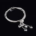 thumbnail image 3 of Pulsera de plata de ley 925 con cadena de cinco líneas con cinco corazones, 3 of 5