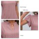 thumbnail image 5 of Blusa de manga corta con cuello en V y volantes para mujer, blusa holgada de Color puro con ojales, blusa de moda de verano, piel rosa L, 5 of 6