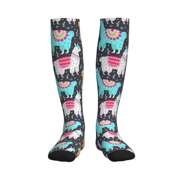 Rateoe Colorful Alpaca Compression Socks for Women and Men 20-30mmHg-Circulation Support Socks Knee High Nurse Pregnant Running Medical and Travel Athletic