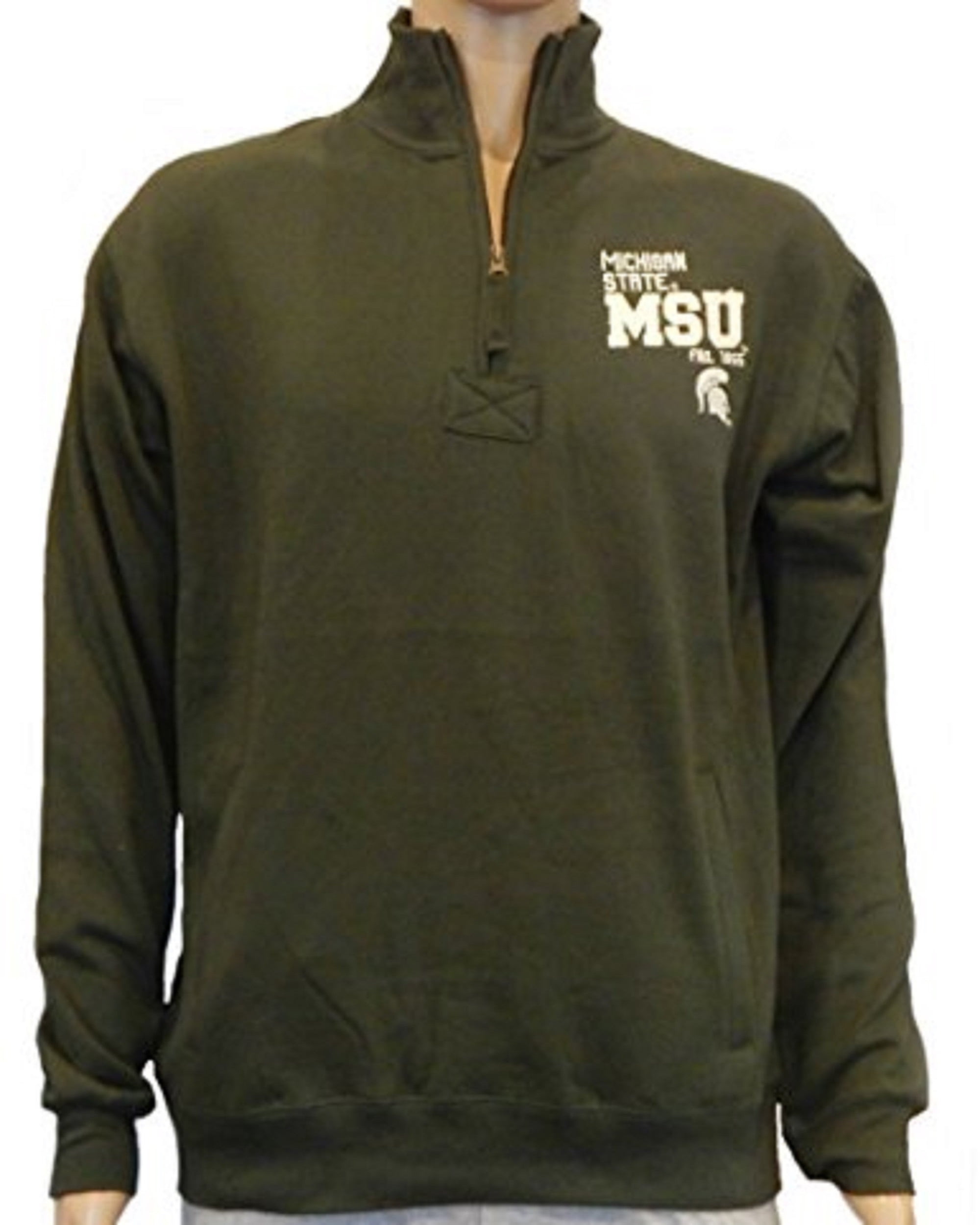 Michigan State MSU Embroidered Team Quarter Zip Pullover Fleece Adult Men Sized Sweatshirt Size Medium