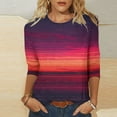 thumbnail image 2 of Bxsruta Tops for Women, Printed Round Neck 3/4 Sleeve T-Shirt Lightweight Knit Pullover Top, 2 of 6