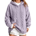 thumbnail image 2 of Zysthvn Drawstring Women's Hoodie Pullover Winter Fleece Casual Women's Sweatshirt Long Sleeve Lightweight with Pockets Solid Loose Fit Tops, 2 of 10