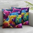 thumbnail image 3 of PRATYUS Decorative Couch Throw Pillow Covers, Square Set Cushion Case, Soft Couch Pillow Covers - Colorful Bears White, 3 of 5