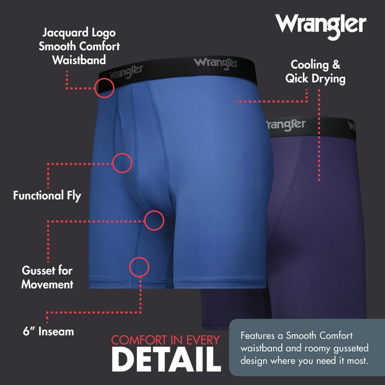 Wrangler Men's Cooling Stretch Nylon Boxer Briefs, 3 Pack