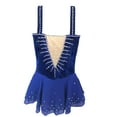 thumbnail image 2 of LIUHUO Custom Halter neck Figure Skating Dress Girls Ladies Velvet Spandex Spliced Royal Blue with Star Diamond Embellishments, 2 of 9