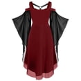 thumbnail image 5 of Xiaoxatg Vintage Dress Plus Size Gothic Style Midi with Corset Long Flare Sleeve A Line Party Wine XXXL, 5 of 5