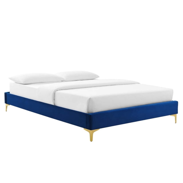 Cadre de Lit Simple en Velours de Performance Sutton Bleu Marine