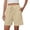 Beige, variant on High Waist Tie Shorts - Women's Summer Casual Drawstring Shorts with Pockets, Comfortable Loose Fit Bermuda Length (White | S)
