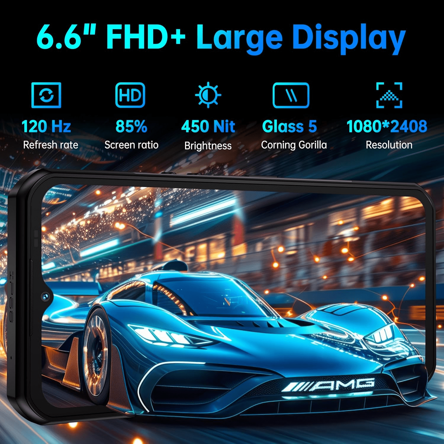 OUKITEL WP55 5G Rugged Smartphone - 36GB+256GB/2TB Android 15 Rugged Phone, 11000mAh Battery,6.6" FHD+ 120hz Dimensity 7025,108MP+32MP IP68/IP69K Waterproof Cell Phone 5G Dual SIM NFC/OTG/T-Mobile