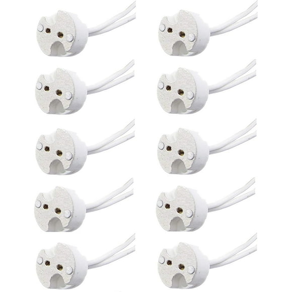 GHSDFBB 10 Pack MR16 Socket, GU5.3 Socket, LED Halogen Lamp Ceramic Wire Connector Base Socket Adapter MR16 MR11 G4 GU5.3 Socket (Pack of 10)