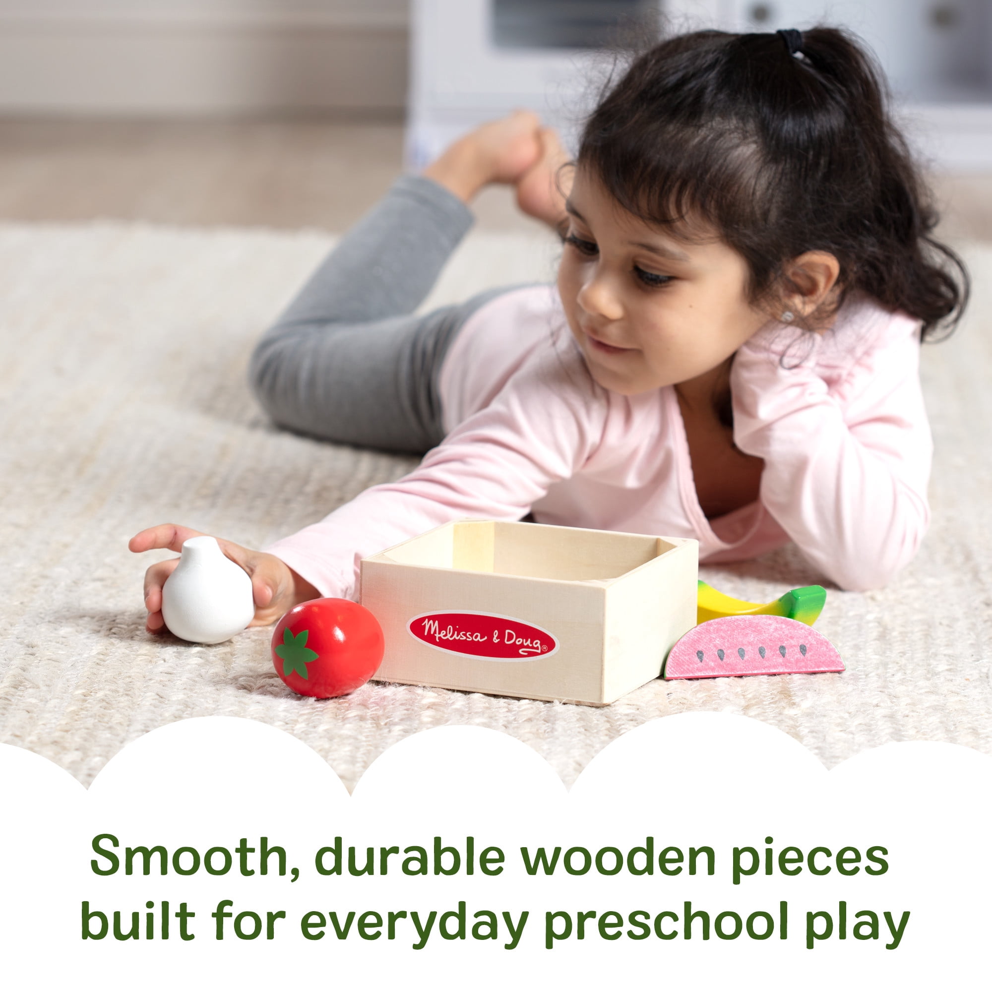 Melissa & Doug Food Groups Wooden Play Food Set with Crate – Produce - FSC Certified