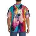 thumbnail image 3 of Lsque Watercolor White Horse print Men's Cuban Collar Short Sleeve Shirt Summer Beachwear Casual Button Down Fashionable Vacation Leisure Shirt-X-Large, 3 of 7